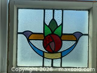 MaxSold Auction: Pair of Vintage Decorative Compact 1930's Stained Glass Window Frame Panels - Oxnard (California, USA) PARTNER MANAGED Estate Sale Online Auction - West Fifth Street