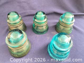 MaxSold Auction: Vintage Hemingray-42 Teal Glass Insulators  - Oxnard (California, USA) PARTNER MANAGED Estate Sale Online Auction - West Fifth Street