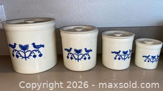 MaxSold Auction: Vintage Pfaltzgraff Folk Art Stoneware Canisters - Oxnard (California, USA) PARTNER MANAGED Estate Sale Online Auction - West Fifth Street