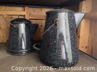 MaxSold Auction: Vintage USN Vollrath Co. Speckled Enamel Coffee Pot & 2nd Speckled Enamel Kettle - Oxnard (California, USA) PARTNER MANAGED Estate Sale Online Auction - West Fifth Street