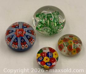 MaxSold Auction:  4 Murano Glass Millefiori Paperweights  - Oakville (Ontario, Canada) PARTNER MANAGED Estate Sale Online Auction - Lakeshore Road West