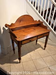 MaxSold Auction: Antique Cottage Pine Washstand or Writing Desk with Two Drawers - Oakville (Ontario, Canada) PARTNER MANAGED Estate Sale Online Auction - Lakeshore Road West