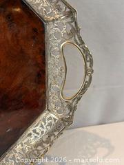 MaxSold Auction: Antique Dutch .833 Silver & Walnut Serving Tray with Pierced Floral Decoration - Oakville (Ontario, Canada) PARTNER MANAGED Estate Sale Online Auction - Lakeshore Road West