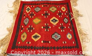 MaxSold Auction:  Antique Handmade Moroccan Berber Kilim Wool Rug, 20" by 20"  - Oakville (Ontario, Canada) PARTNER MANAGED Estate Sale Online Auction - Lakeshore Road West