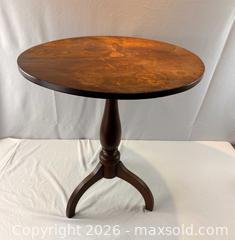 MaxSold Auction: Antique Small Round Top Wooden Tripod Tilt-Top Table - Oakville (Ontario, Canada) PARTNER MANAGED Estate Sale Online Auction - Lakeshore Road West