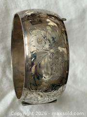 MaxSold Auction: Antique Sterling Silver Wide Engraved Bangle Bracelet - Oakville (Ontario, Canada) PARTNER MANAGED Estate Sale Online Auction - Lakeshore Road West