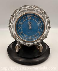 MaxSold Auction: Art Deco Styled Russian Majak Mayak Crystal Table Clock with Blue Face. Circa 1920s - Oakville (Ontario, Canada) PARTNER MANAGED Estate Sale Online Auction - Lakeshore Road West