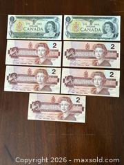 MaxSold Auction: Canadian 1970s and 1980s Small-Format Banknotes $1 & $2, 7 Pieces - Oakville (Ontario, Canada) PARTNER MANAGED Estate Sale Online Auction - Lakeshore Road West