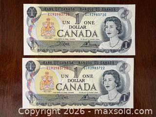 MaxSold Auction: Canadian 1970s and 1980s Small-Format Banknotes $1 & $2, 7 Pieces - Oakville (Ontario, Canada) PARTNER MANAGED Estate Sale Online Auction - Lakeshore Road West