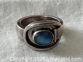 MaxSold Auction: English Sterling Silver Ring with Blue Opal or Quartz.  Size: 7.5 - Oakville (Ontario, Canada) PARTNER MANAGED Estate Sale Online Auction - Lakeshore Road West