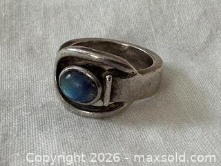 MaxSold Auction: English Sterling Silver Ring with Blue Opal or Quartz.  Size: 7.5 - Oakville (Ontario, Canada) PARTNER MANAGED Estate Sale Online Auction - Lakeshore Road West