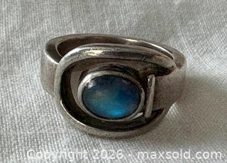 MaxSold Auction: English Sterling Silver Ring with Blue Opal or Quartz.  Size: 7.5 - Oakville (Ontario, Canada) PARTNER MANAGED Estate Sale Online Auction - Lakeshore Road West
