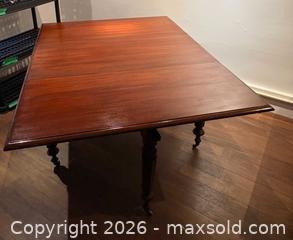 MaxSold Auction: English Victorian Large Drop Leaf Mahogany Dining Table on Casters. Circa 19c - Oakville (Ontario, Canada) PARTNER MANAGED Estate Sale Online Auction - Lakeshore Road West