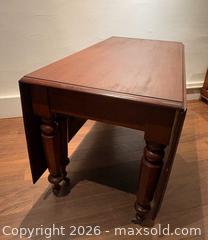 MaxSold Auction: English Victorian Large Drop Leaf Mahogany Dining Table on Casters. Circa 19c - Oakville (Ontario, Canada) PARTNER MANAGED Estate Sale Online Auction - Lakeshore Road West