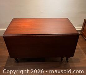 MaxSold Auction: English Victorian Large Drop Leaf Mahogany Dining Table on Casters. Circa 19c - Oakville (Ontario, Canada) PARTNER MANAGED Estate Sale Online Auction - Lakeshore Road West