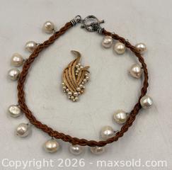 MaxSold Auction: Estate Jewellery: Braided Necklace with Real Pearls and Gold-toned Brooch - Oakville (Ontario, Canada) PARTNER MANAGED Estate Sale Online Auction - Lakeshore Road West