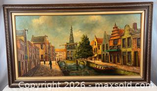 MaxSold Auction: Large Original Painting of Canal Street Scene. Signed by artist J Meyer - Oakville (Ontario, Canada) PARTNER MANAGED Estate Sale Online Auction - Lakeshore Road West