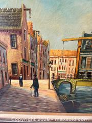 MaxSold Auction: Large Original Painting of Canal Street Scene. Signed by artist J Meyer - Oakville (Ontario, Canada) PARTNER MANAGED Estate Sale Online Auction - Lakeshore Road West