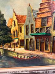 MaxSold Auction: Large Original Painting of Canal Street Scene. Signed by artist J Meyer - Oakville (Ontario, Canada) PARTNER MANAGED Estate Sale Online Auction - Lakeshore Road West