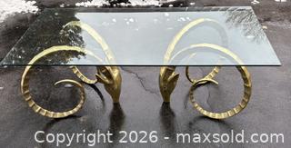 MaxSold Auction:  Alain Chervet style mid century cast Brass Ram's Head IBEX table. - Oakville (Ontario, Canada) PARTNER MANAGED Estate Sale Online Auction - Lakeshore Road West