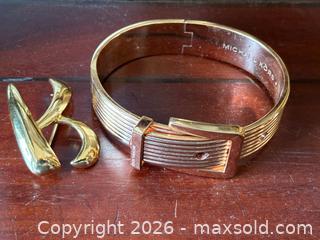 MaxSold Auction: Michael Kors Rose Gold-Tone Buckle Bangle Bracelet / Monet Gold Tone Brooch - Oakville (Ontario, Canada) PARTNER MANAGED Estate Sale Online Auction - Lakeshore Road West
