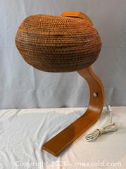 MaxSold Auction: Mid Century Modern MCM Rattan and Wood Table Lamp - Oakville (Ontario, Canada) PARTNER MANAGED Estate Sale Online Auction - Lakeshore Road West