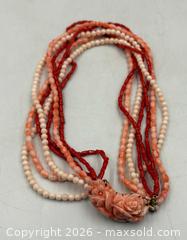MaxSold Auction: Multi-strand Necklace with Red Coral and Rose Quartz Beads  - Oakville (Ontario, Canada) PARTNER MANAGED Estate Sale Online Auction - Lakeshore Road West