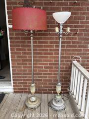 MaxSold Auction: Near Pair of Vintage Art Deco-style Torchiere Floor Lamps with Marble or Onyx - Oakville (Ontario, Canada) PARTNER MANAGED Estate Sale Online Auction - Lakeshore Road West