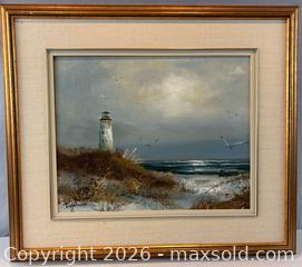 MaxSold Auction: Original Oil Painting of Lighthouse Coastal Scene Signed by artist Engel - Oakville (Ontario, Canada) PARTNER MANAGED Estate Sale Online Auction - Lakeshore Road West