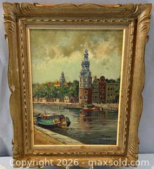 MaxSold Auction: Original Oil Painting of View Of The Montelbaanstoren, Amsterdam Signed by Artist  - Oakville (Ontario, Canada) PARTNER MANAGED Estate Sale Online Auction - Lakeshore Road West
