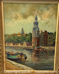 MaxSold Auction: Original Oil Painting of View Of The Montelbaanstoren, Amsterdam Signed by Artist  - Oakville (Ontario, Canada) PARTNER MANAGED Estate Sale Online Auction - Lakeshore Road West
