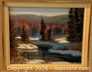 MaxSold Auction: Original Oil Painting Titled "Laurentian Winter Scene". Signed by artist Sydney Berne (1901-2013) - Oakville (Ontario, Canada) PARTNER MANAGED Estate Sale Online Auction - Lakeshore Road West