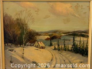 MaxSold Auction: Original Oil Painting Titled "Winter Road" Signed by artist Sydney Berne (1901-2013). - Oakville (Ontario, Canada) PARTNER MANAGED Estate Sale Online Auction - Lakeshore Road West