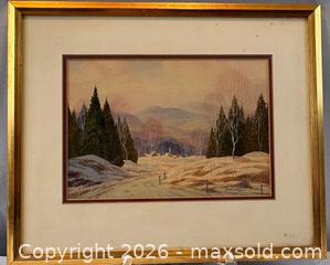 MaxSold Auction: Original Watercolour Painting of Steeple with Laurentian Mountains. Signed by artist Graham Noble Norwell (1901-1967) - Oakville (Ontario, Canada) PARTNER MANAGED Estate Sale Online Auction - Lakeshore Road West