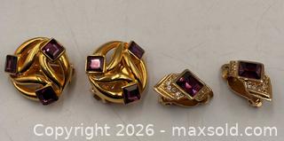 MaxSold Auction: Oscar de la Renta Costume Jewellery Set: Necklace and Earrings Gold Toned with Purple Glass - Oakville (Ontario, Canada) PARTNER MANAGED Estate Sale Online Auction - Lakeshore Road West