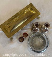 MaxSold Auction: Silver Plate and Brass: Candlestick Holders, Wine Accessories and Large Hinged Brass Box - Oakville (Ontario, Canada) PARTNER MANAGED Estate Sale Online Auction - Lakeshore Road West