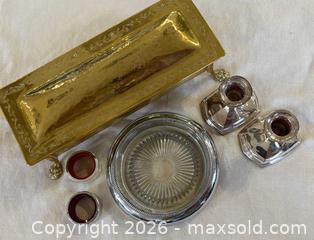 MaxSold Auction: Silver Plate and Brass: Candlestick Holders, Wine Accessories and Large Hinged Brass Box - Oakville (Ontario, Canada) PARTNER MANAGED Estate Sale Online Auction - Lakeshore Road West