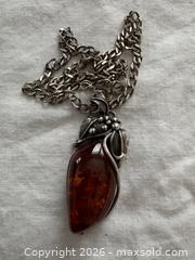 MaxSold Auction: Sterling Silver Necklace with Large Continental Silver and Amber Pendant - Oakville (Ontario, Canada) PARTNER MANAGED Estate Sale Online Auction - Lakeshore Road West