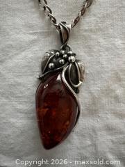MaxSold Auction: Sterling Silver Necklace with Large Continental Silver and Amber Pendant - Oakville (Ontario, Canada) PARTNER MANAGED Estate Sale Online Auction - Lakeshore Road West