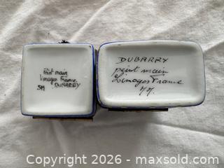 MaxSold Auction:  Two Limoges Hand Painted Porcelain Boxes: One with 2 Perfume Bottles. Made in Limoges, France. Signed on bottom. - Oakville (Ontario, Canada) PARTNER MANAGED Estate Sale Online Auction - Lakeshore Road West