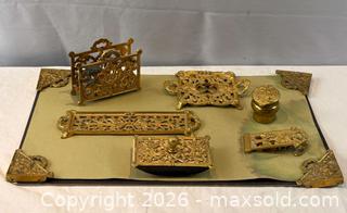 MaxSold Auction: Vintage Art Nouveau Style Brass Desk Set  - Oakville (Ontario, Canada) PARTNER MANAGED Estate Sale Online Auction - Lakeshore Road West