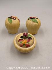 MaxSold Auction: Vintage Carlton Ware 'Apple Blossom' Cruet Set: Salt, Pepper and Mustard Pot - Oakville (Ontario, Canada) PARTNER MANAGED Estate Sale Online Auction - Lakeshore Road West