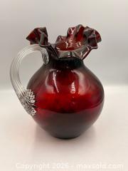 MaxSold Auction: Vintage Fenton Cranberry Coin Dot Glass Pitcher   - Oakville (Ontario, Canada) PARTNER MANAGED Estate Sale Online Auction - Lakeshore Road West