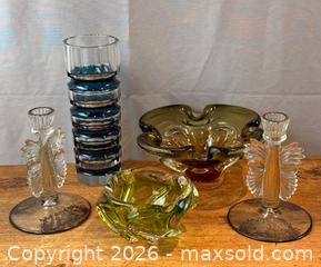 MaxSold Auction: Vintage Mid-Century Modern Murano-style Hand-blown Art Glass and Silver Overlay Art Deco Candle Holders - Oakville (Ontario, Canada) PARTNER MANAGED Estate Sale Online Auction - Lakeshore Road West