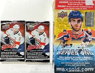 MaxSold Auction: NHL Upper Deck 2024-25 Series One Sealed Hobby Box + 2x 2022-23 MVP Packs - Cobourg (Ontario, Canada) SELLER MANAGED Reseller Online Auction - Elgin Street West