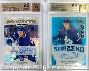 MaxSold Auction: Travis Dermott (Graded) 2018-19 Autograph Cards — 2-Card Lot - Cobourg (Ontario, Canada) SELLER MANAGED Reseller Online Auction - Elgin Street West