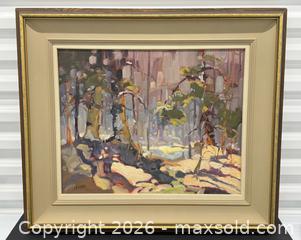 MaxSold Auction: MCM Signed Canadian Abstract Landscape Oil on Masonite Painting  - Toronto (Ontario, Canada) PARTNER MANAGED Estate Sale Online Auction -  Esander Drive (STORAGE)