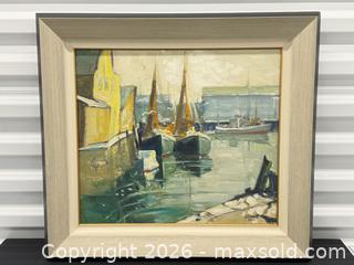 MaxSold Auction: MCM Signed Canadian Oil Painting of Boats  - Toronto (Ontario, Canada) PARTNER MANAGED Estate Sale Online Auction -  Esander Drive (STORAGE)