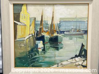 MaxSold Auction: MCM Signed Canadian Oil Painting of Boats  - Toronto (Ontario, Canada) PARTNER MANAGED Estate Sale Online Auction -  Esander Drive (STORAGE)