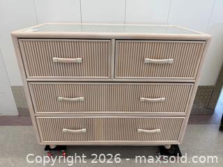 MaxSold Auction: Vintage 1980s Rattan 4-Drawer Lowboy Dresser - Toronto (Ontario, Canada) PARTNER MANAGED Estate Sale Online Auction -  Esander Drive (STORAGE)